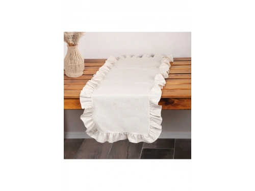 Keten Krem Fırfırlı Runner Masa Örtüsü