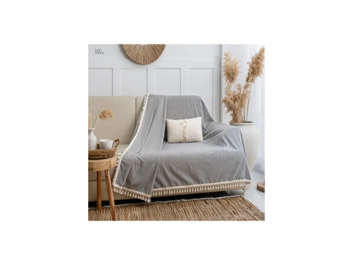 Gri Antrasit Keten Koltuk Örtüsü[170 x 220]