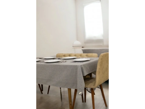 Gri Antrasit Pamuk Keten Masa Örtüsü