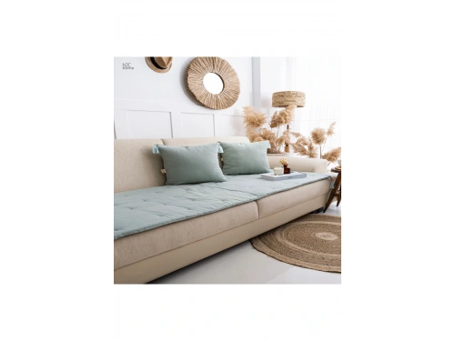 Yeşil Premium Keten Evcil Hayvan Dostu Keten Koltuk Pedi / Şilte [Kırlentli] (80X180)