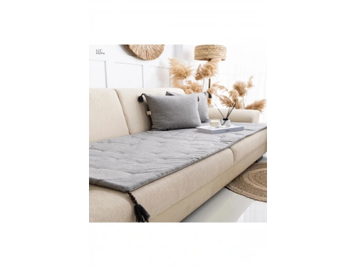 Antrasit Piremium Keten Evcil Hayvan Dostu Keten Koltuk Pedi / Şilte [Kırlentli]