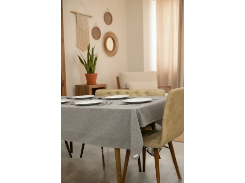 Gri Antrasit Pamuk Keten Masa Örtüsü