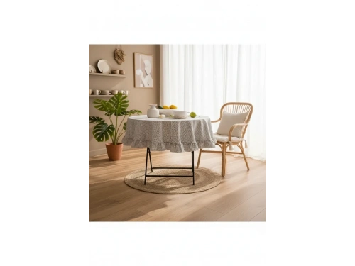 Pötikare Keten Fırfırlı Masa Örtüsü