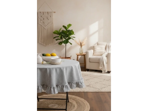 Pötikare Keten Fırfırlı Masa Örtüsü