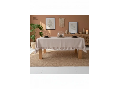 Bej Keten FIRFIRLI Masa Örtüsü