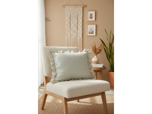 Ham Keten Krem Fırfırlı KIrlent Kırlent Kılıfı (43 x 43 )