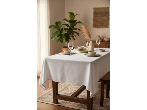 Premium Keten Beyaz (DÜZ) Masa Örtüsü