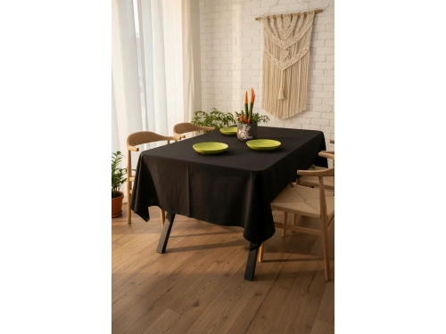 Premium Keten Siyah (DÜZ) Masa Örtüsü