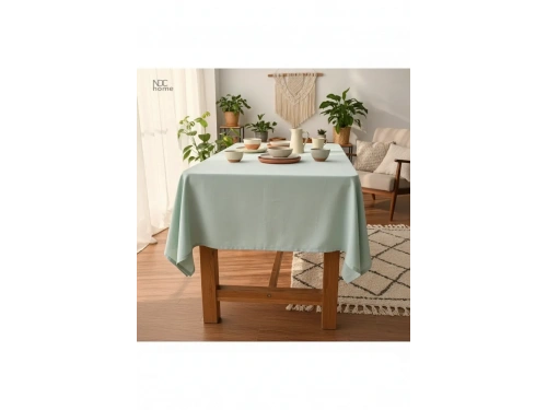 Premium Adaçayı Yeşili Keten (DÜZ) Masa Örtüsü