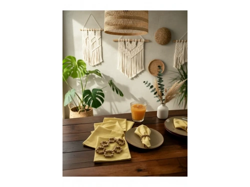 Sarı Premium 6lı (TOKA HEDİYELİ) Peçete Takımı 40x40