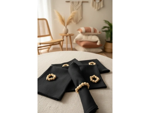 Premium Keten Siyah 6LI (TOKA HEDİYELİ ) Peçete Takımı