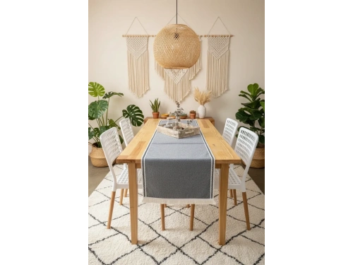 Gri Antrasit Siyah Şeritli Püsküllü Runner