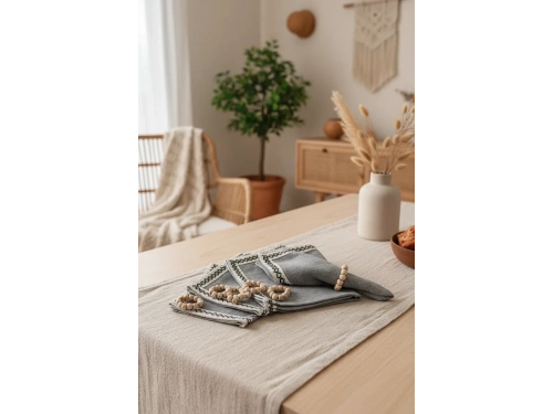 ANTRASİT Siyah Şeritli Peçete 40x40 TOKA HEDİYELİ 6LI