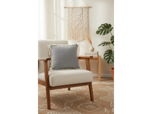 Gri Antrasit Ponponlu Kırlent43 X 43