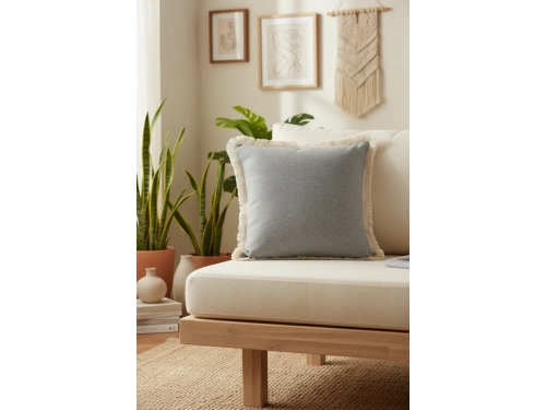 Gri Püsküllü Kırlent Kırlent Kılıfı 43 X 43