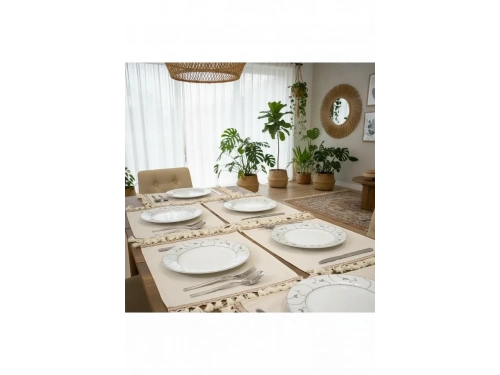 6lı Keten Amerikan Servis Seti 35x55