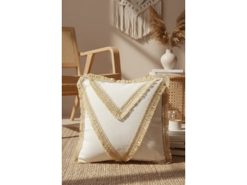 Özel Tasarım Tekli Keten Krem Kırlent Kılıfı 43x43