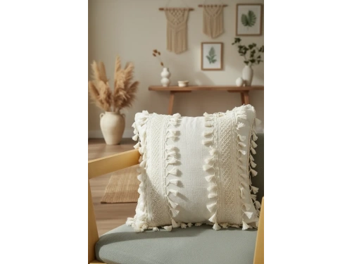 Özel Tasarım Ham Kalın Dantelli Tekli Keten Kırlent Kırlent Kılıfı 43*43