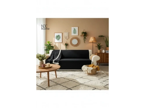 Premium Keten Siyah Pasalı Koltuk Örtüsü (170 X 220)