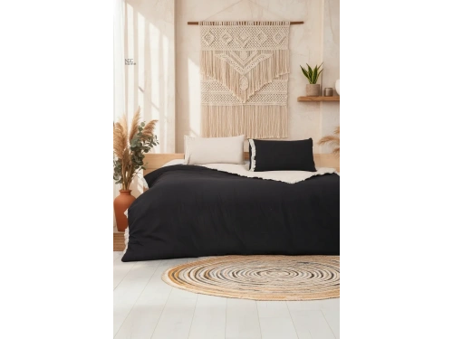 Ham Siyah Çift Taraflı Battal Boy Nevresim Seti