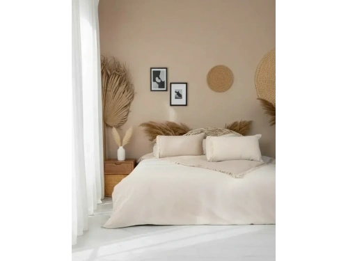 Ham Krem Çift Taraflı Battal Boy Nevresim Seti