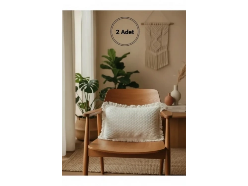 Bütün Dantelli Püsküllü Kırlent 2 Adet Kırlent Kılıfı