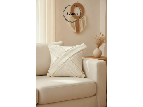 Özel Tasarım Kokoş Keten Kırlent 2 Adet Kırlent Kılıfı (43 x 43)