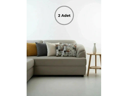 Etnik Desenli Dekoratif Kırlent 2 Adet Kırlent Kılıfı – Modern Dokuma Tasarım 45 x 45 cm