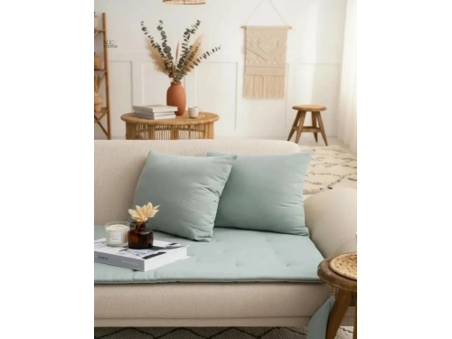 Yeşil Premium Keten Evcil Hayvan Dostu Keten Koltuk Pedi / Şilte [Kırlentli] (80X180)