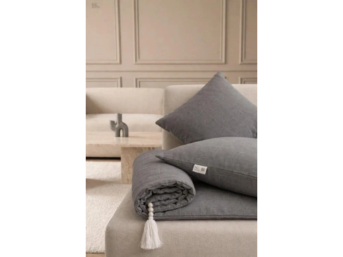 Luxury Keten Koltuk Pedi / Şiltesi [Kırlentli] - Füme