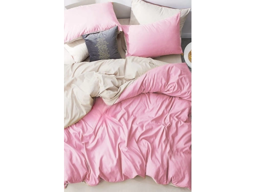 Lodos Home Pamuklu Tek Kişilik Lastikli Nevresim Takımı Pembe-Bej