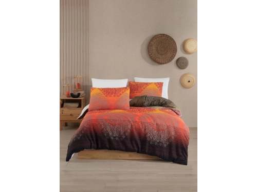 Lodos Home Conzaliza %100 Pamuklu Çift Kişilik Nevresim Takımı-Kırmızı/Siyah