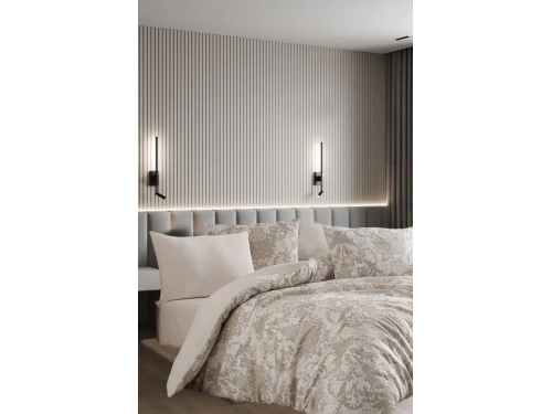 Lodos Home Conzaliza %100 Pamuklu Vazo Desenli Çift Kişilik Nevresim Takımı-Beyaz/Bej