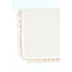 Organik Ham Keten Krem Ponponlu Masa Örtüsü