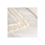 Ham Keten Krem Ponponlu Tek Kişilik Nevresim Takımı(YEDEK YASTIKLI)