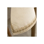 Organik Ham Keten Krem Jüt Dantelli Masa Örtüsü