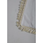 Keten Beyaz Ponponlu Kırlent 2 Adet Kırlent Kılıfı (43 x 43)