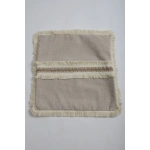 Bej Keten Jüt Dantelli Kırlent 2 Adet Kırlent Kılıfı (43 x 43)