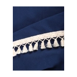 Premium Keten Lacivert Ponponlu Masa Örtüsü