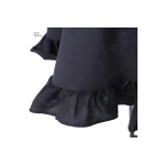 Siyah Keten YUVARLAK FIRFIRLI Masa Örtüsü