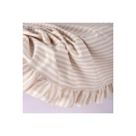 Sütlü Kahve Çizgili Keten YUVARLAK FIRFIRLI Masa Örtüsü