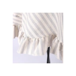 Gri Çizgili Keten YUVARLAK FIRFIRLI Masa Örtüsü