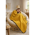 Waffle Dokuma Çok Amaçlı Pike TV Şalı / Battaniyesi - Sarı