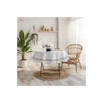 Beyaz Keten Özel Seri Fırfırlı Masa Örtüsü