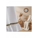 Beyaz Keten Özel Seri Fırfırlı Masa Örtüsü