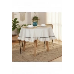 Ham Keten Yuvarlak Firfirli Özel Seri Masa Örtüsü