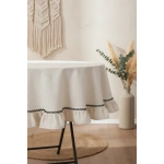 Ham Keten Yuvarlak Firfirli Özel Seri Masa Örtüsü