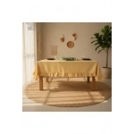 Sarı Keten FIRFIRLI Masa Örtüsü