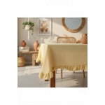 Sarı Keten FIRFIRLI Masa Örtüsü