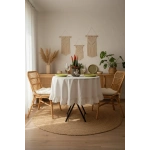 Ham Keten Krem FIRFIRLI Yuvarlak Masa Örtüsü